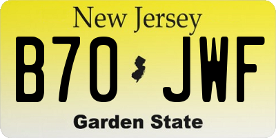 NJ license plate B70JWF