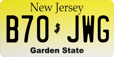 NJ license plate B70JWG