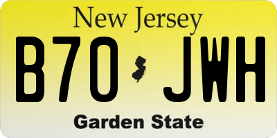 NJ license plate B70JWH