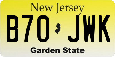 NJ license plate B70JWK