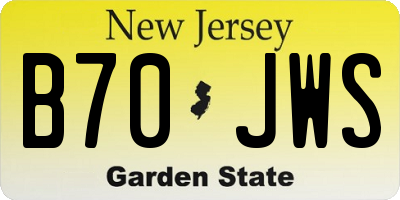 NJ license plate B70JWS