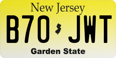 NJ license plate B70JWT