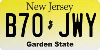 NJ license plate B70JWY