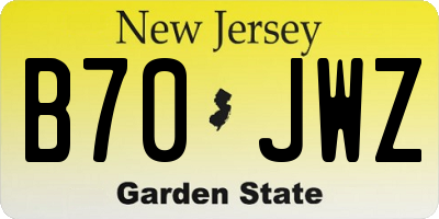 NJ license plate B70JWZ