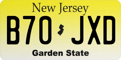 NJ license plate B70JXD