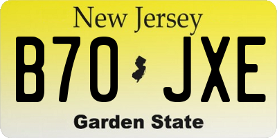NJ license plate B70JXE