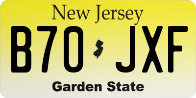 NJ license plate B70JXF