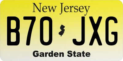 NJ license plate B70JXG