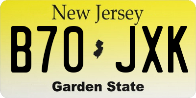 NJ license plate B70JXK