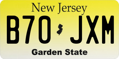 NJ license plate B70JXM
