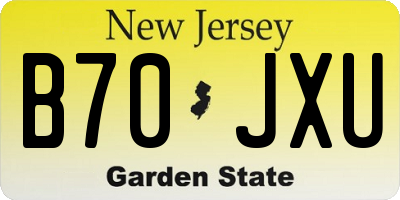NJ license plate B70JXU