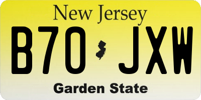 NJ license plate B70JXW