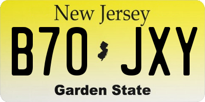 NJ license plate B70JXY