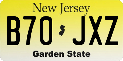 NJ license plate B70JXZ