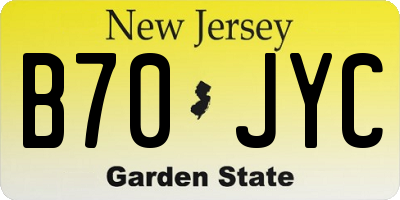 NJ license plate B70JYC