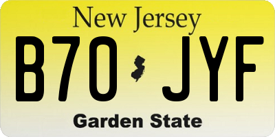 NJ license plate B70JYF