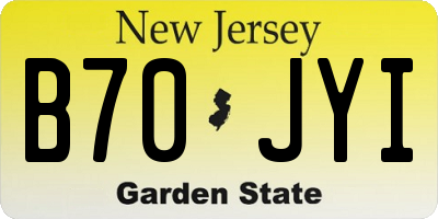 NJ license plate B70JYI