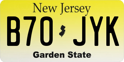 NJ license plate B70JYK