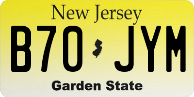 NJ license plate B70JYM