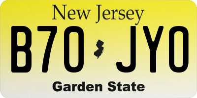 NJ license plate B70JYO