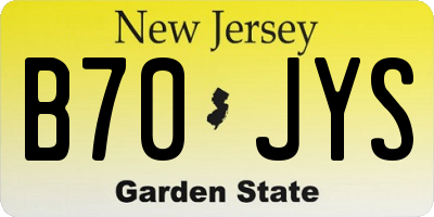 NJ license plate B70JYS