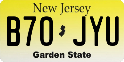 NJ license plate B70JYU