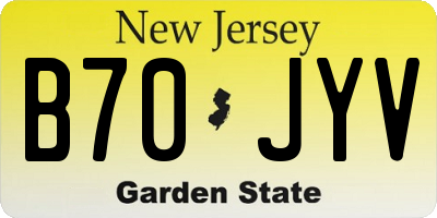 NJ license plate B70JYV