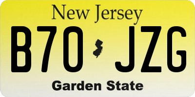 NJ license plate B70JZG