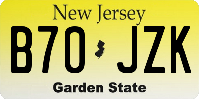 NJ license plate B70JZK