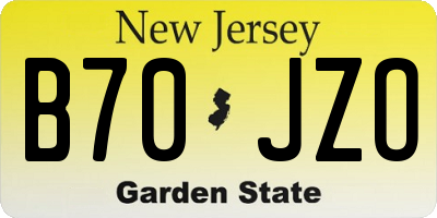 NJ license plate B70JZO