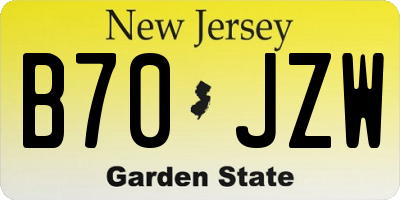 NJ license plate B70JZW