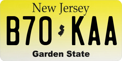 NJ license plate B70KAA