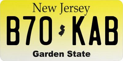 NJ license plate B70KAB