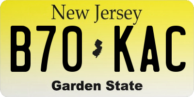 NJ license plate B70KAC