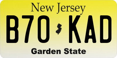 NJ license plate B70KAD