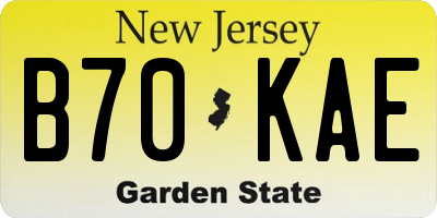 NJ license plate B70KAE