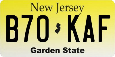 NJ license plate B70KAF