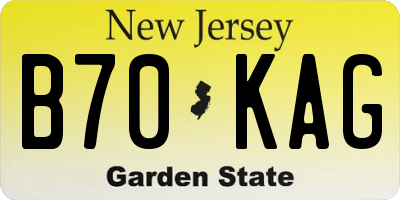 NJ license plate B70KAG