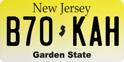 NJ license plate B70KAH