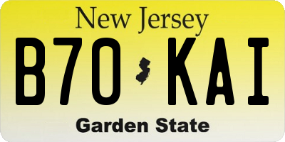 NJ license plate B70KAI