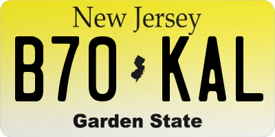 NJ license plate B70KAL