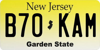 NJ license plate B70KAM