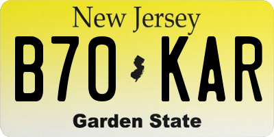 NJ license plate B70KAR