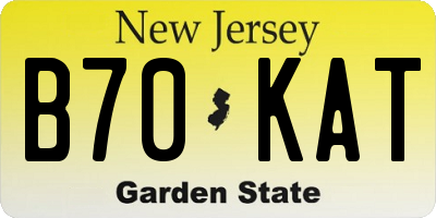 NJ license plate B70KAT