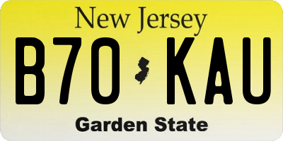 NJ license plate B70KAU