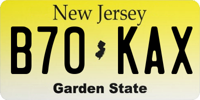 NJ license plate B70KAX