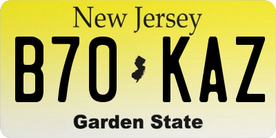 NJ license plate B70KAZ