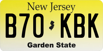 NJ license plate B70KBK