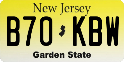 NJ license plate B70KBW