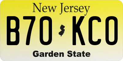 NJ license plate B70KCO